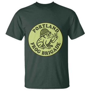 Portland Frog Brigade T Shirt Peace Frog Protest Badge TS02 Dark Forest Green Print Your Wear