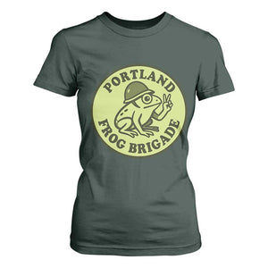 Portland Frog Brigade T Shirt For Women Peace Frog Protest Badge TS02 Dark Forest Green Print Your Wear