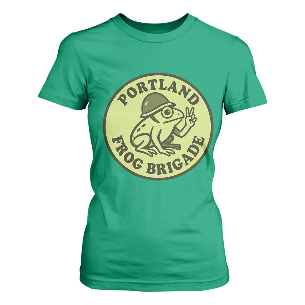 Portland Frog Brigade T Shirt For Women Peace Frog Protest Badge TS02 Irish Green Print Your Wear