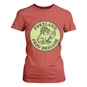 Portland Frog Brigade T Shirt For Women Peace Frog Protest Badge TS02 Red Print Your Wear