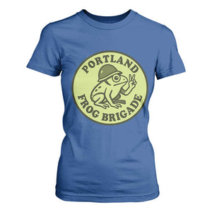 Portland Frog Brigade T Shirt For Women Peace Frog Protest Badge TS02 Royal Blue Print Your Wear