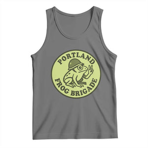 Portland Frog Brigade Tank Top Peace Frog Protest Badge TS02 Black Heather Print Your Wear