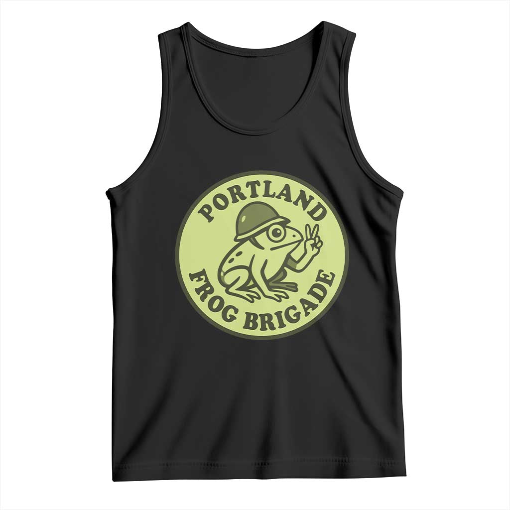 Portland Frog Brigade Tank Top Peace Frog Protest Badge TS02 Black Print Your Wear