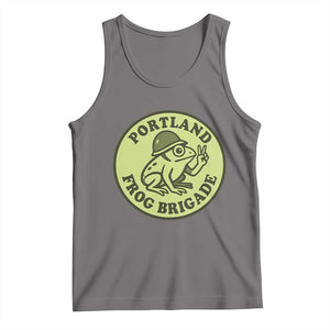 Portland Frog Brigade Tank Top Peace Frog Protest Badge TS02 Deep Heather Print Your Wear