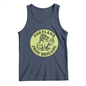 Portland Frog Brigade Tank Top Peace Frog Protest Badge TS02 Navy Print Your Wear