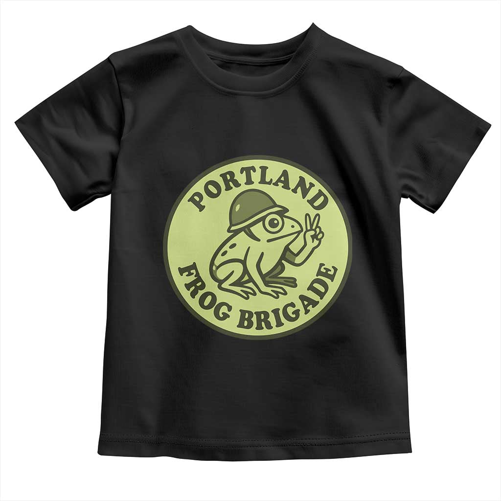 Portland Frog Brigade Toddler T Shirt Peace Frog Protest Badge TS02 Black Print Your Wear