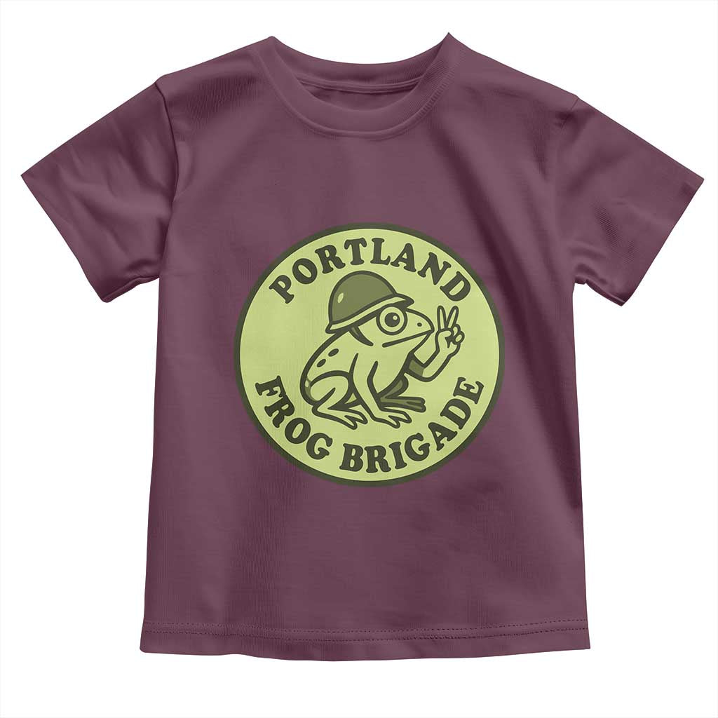 Portland Frog Brigade Toddler T Shirt Peace Frog Protest Badge TS02 Maroon Print Your Wear