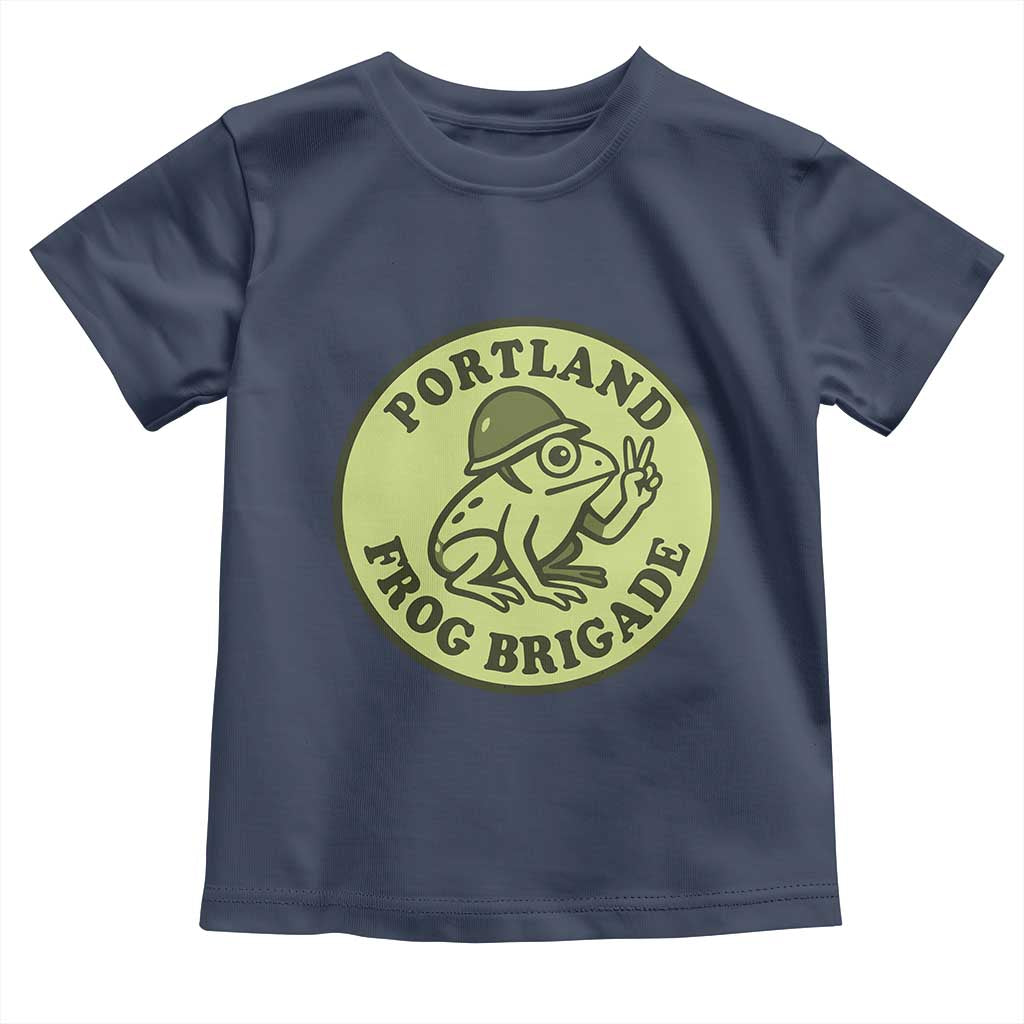 Portland Frog Brigade Toddler T Shirt Peace Frog Protest Badge TS02 Navy Print Your Wear