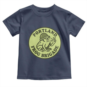 Portland Frog Brigade Toddler T Shirt Peace Frog Protest Badge TS02 Navy Print Your Wear