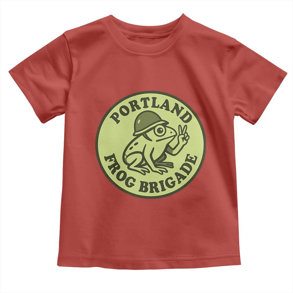Portland Frog Brigade Toddler T Shirt Peace Frog Protest Badge TS02 Red Print Your Wear