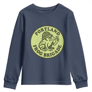 Portland Frog Brigade Youth Sweatshirt Peace Frog Protest Badge TS02 Navy Print Your Wear