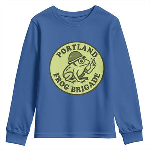 Portland Frog Brigade Youth Sweatshirt Peace Frog Protest Badge TS02 Royal Blue Print Your Wear