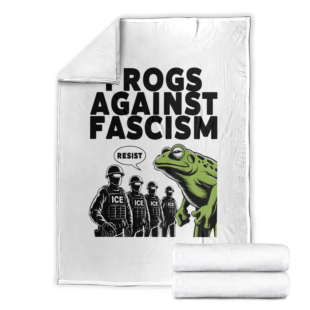 Frogs Against Fascism Throw Blanket Resist 2025 Free Portland Protest TS02 White Print Your Wear
