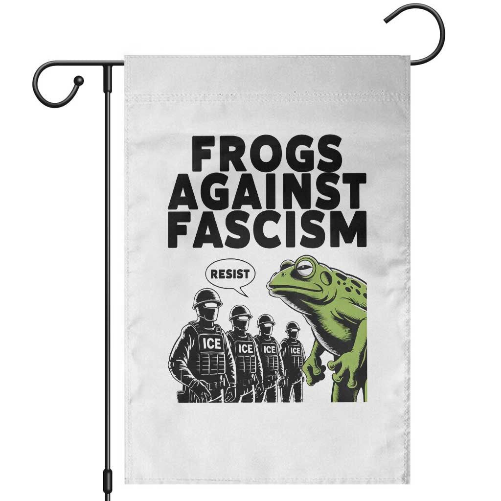Frogs Against Fascism Garden Flag Resist 2025 Free Portland Protest TS02 White Print Your Wear