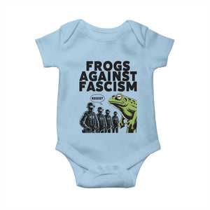 Frogs Against Fascism Baby Onesie Resist 2025 Free Portland Protest TS02 Light Blue Print Your Wear