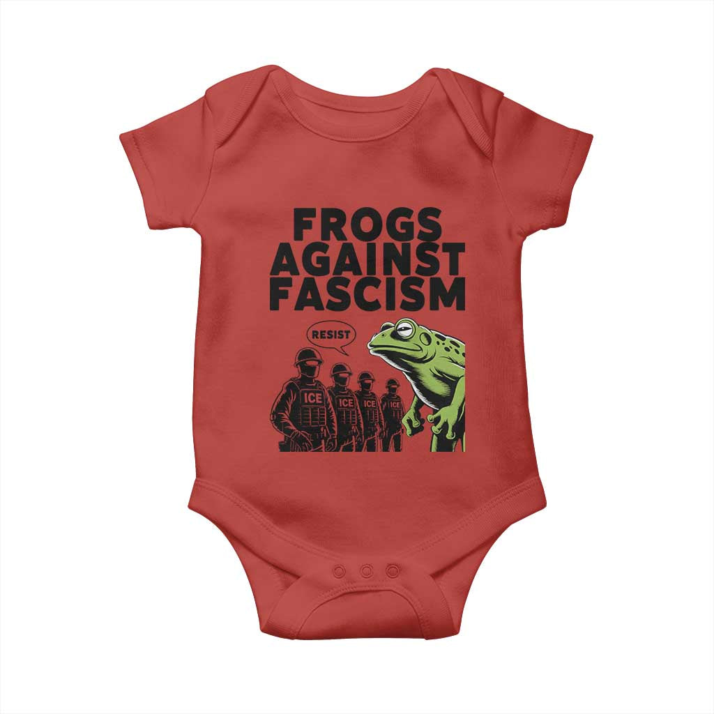 Frogs Against Fascism Baby Onesie Resist 2025 Free Portland Protest TS02 Red Print Your Wear