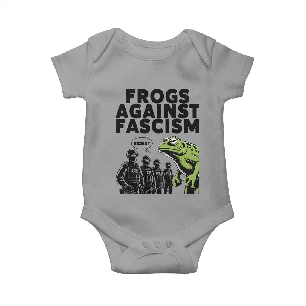 Frogs Against Fascism Baby Onesie Resist 2025 Free Portland Protest TS02 Sport Gray Print Your Wear