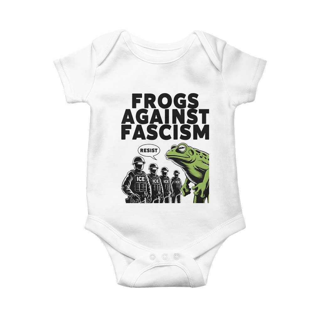 Frogs Against Fascism Baby Onesie Resist 2025 Free Portland Protest TS02 White Print Your Wear