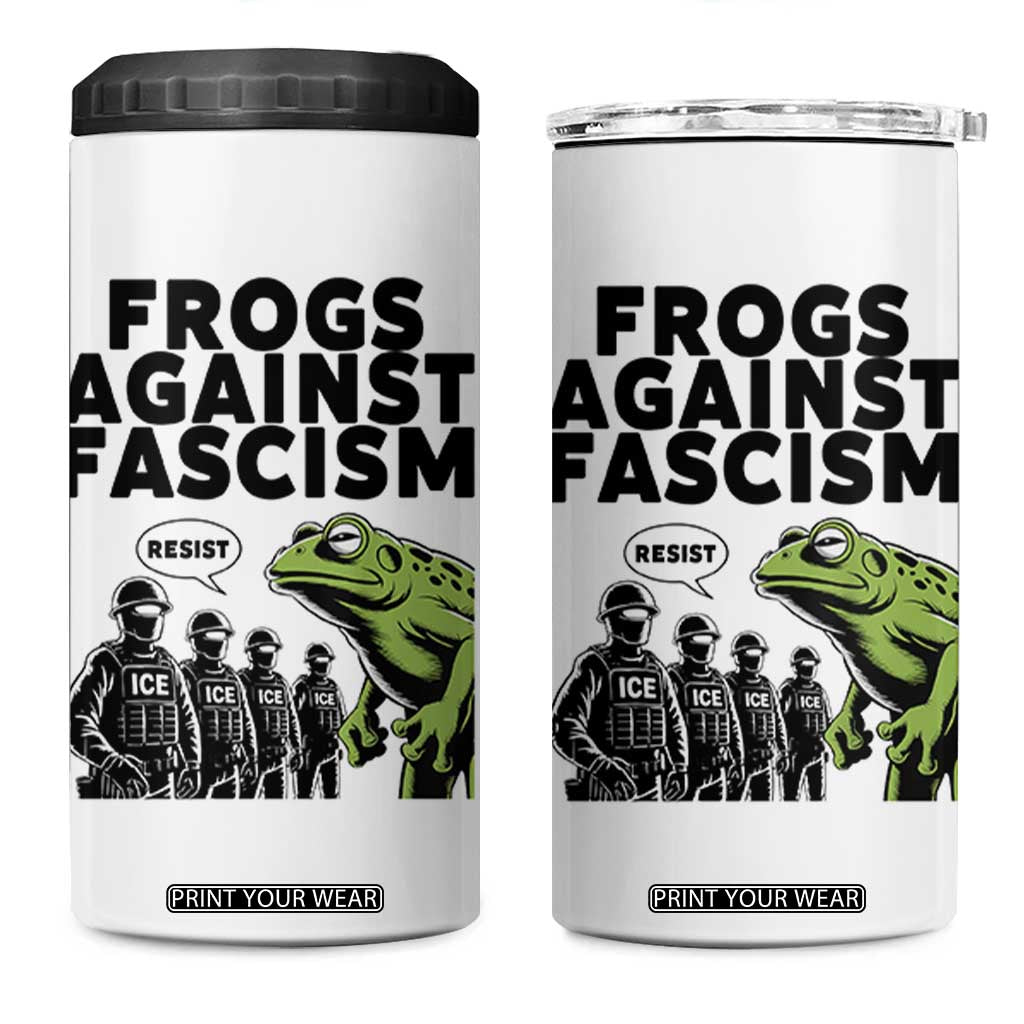 Frogs Against Fascism 4 in 1 Can Cooler Tumbler Resist 2025 Free Portland Protest TS02 One Size: 16 oz White Print Your Wear