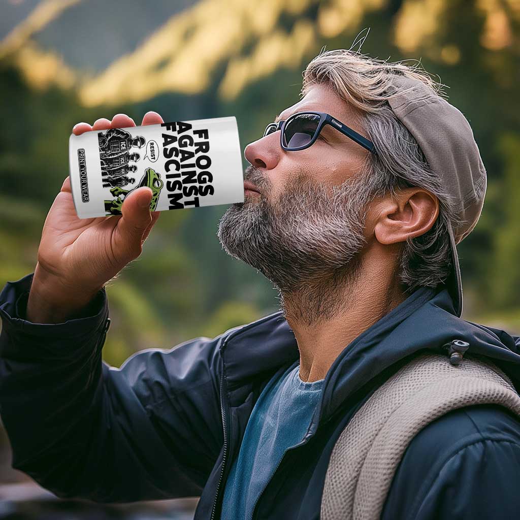 Frogs Against Fascism 4 in 1 Can Cooler Tumbler Resist 2025 Free Portland Protest TS02 Print Your Wear