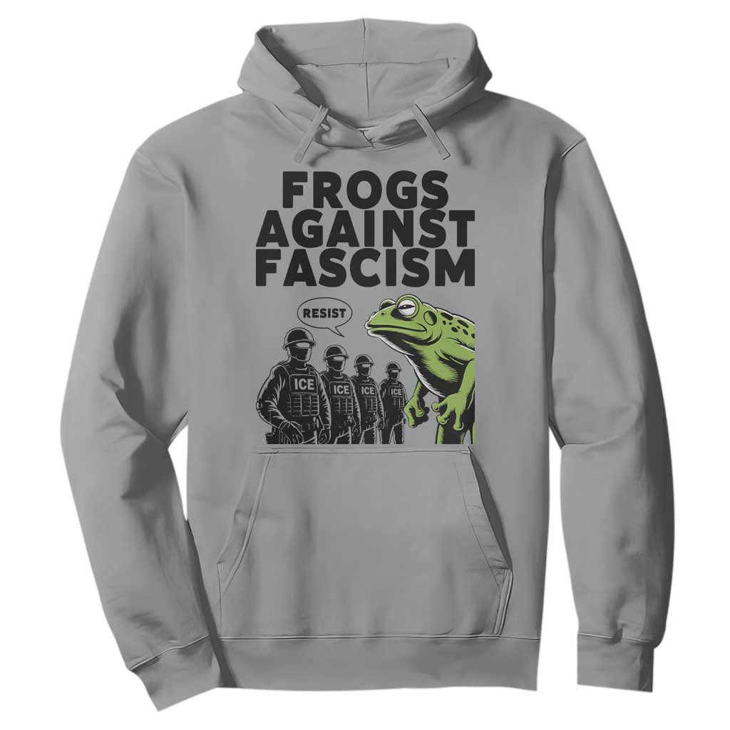 Frogs Against Fascism Hoodie Resist 2025 Free Portland Protest TS02 Sport Gray Print Your Wear