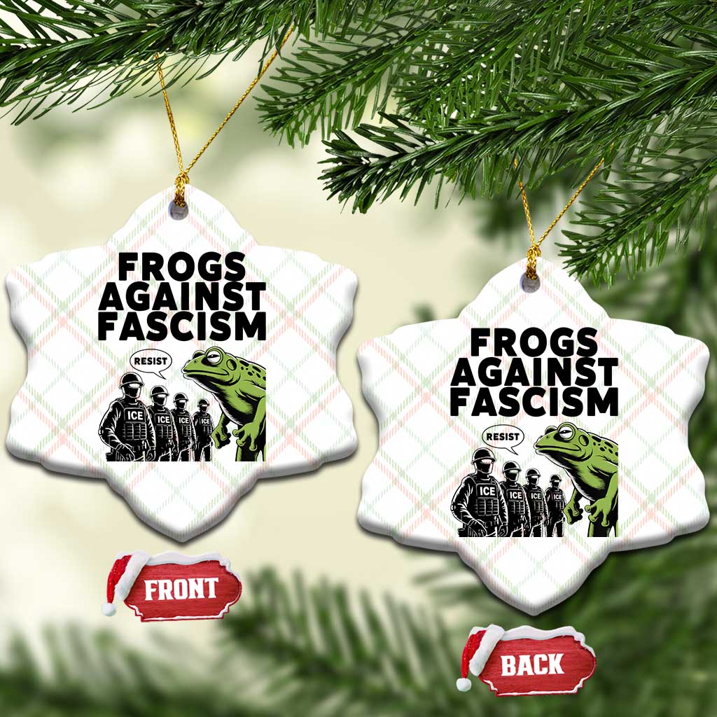 Frogs Against Fascism Ceramic Ornament Resist 2025 Free Portland Protest - Print Your Wear