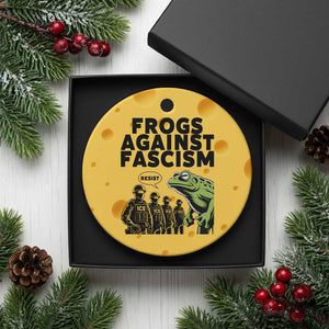 Frogs Against Fascism Ceramic Ornament Resist 2025 Free Portland Protest - Print Your Wear