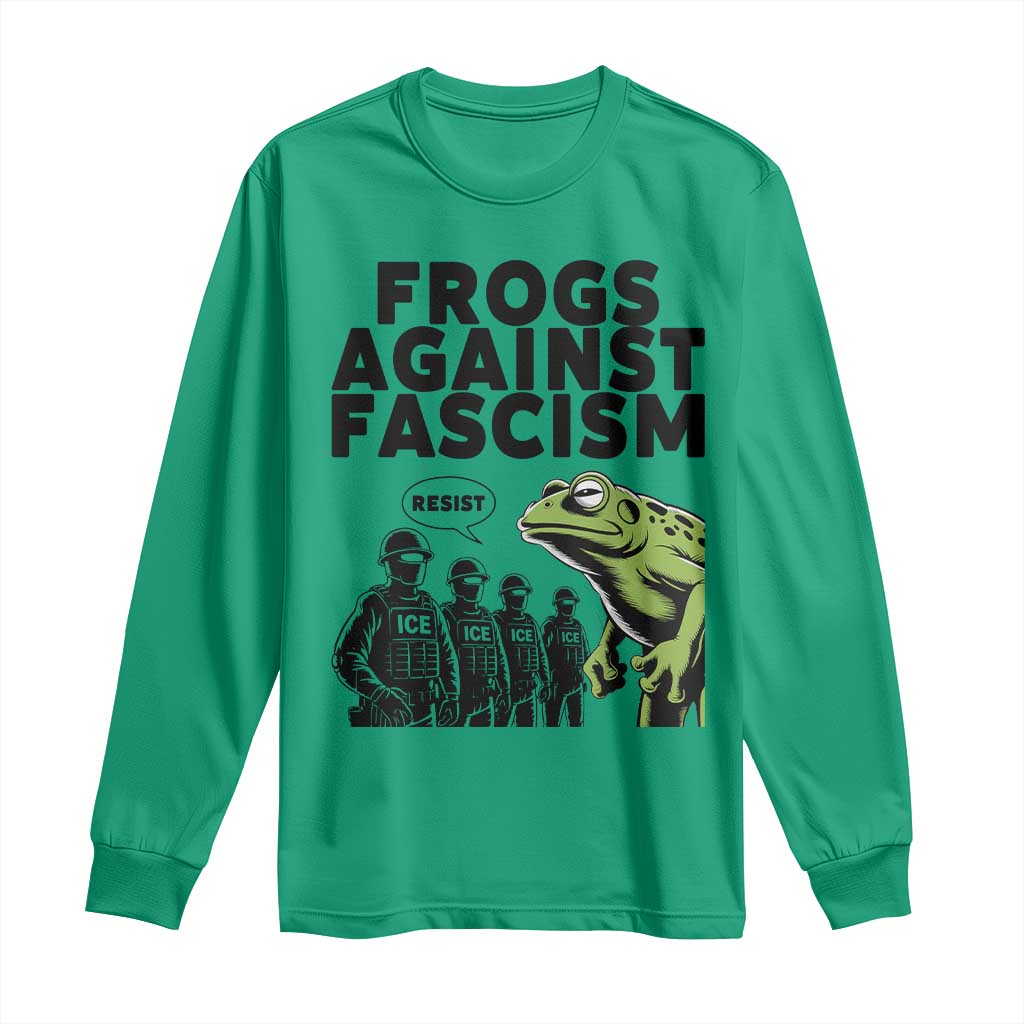 Frogs Against Fascism Long Sleeve Shirt Resist 2025 Free Portland Protest TS02 Irish Green Print Your Wear