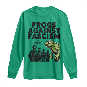 Frogs Against Fascism Long Sleeve Shirt Resist 2025 Free Portland Protest TS02 Irish Green Print Your Wear