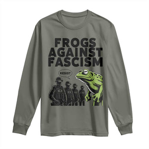 Frogs Against Fascism Long Sleeve Shirt Resist 2025 Free Portland Protest TS02 Military Green Print Your Wear