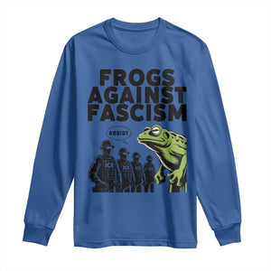 Frogs Against Fascism Long Sleeve Shirt Resist 2025 Free Portland Protest TS02 Royal Blue Print Your Wear