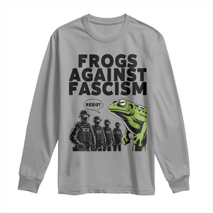 Frogs Against Fascism Long Sleeve Shirt Resist 2025 Free Portland Protest TS02 Sport Gray Print Your Wear