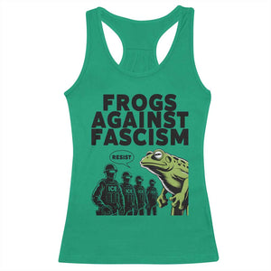 Frogs Against Fascism Racerback Tank Top Resist 2025 Free Portland Protest TS02 Irish Green Print Your Wear
