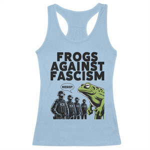 Frogs Against Fascism Racerback Tank Top Resist 2025 Free Portland Protest TS02 Light Blue Print Your Wear