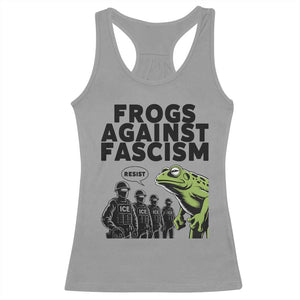 Frogs Against Fascism Racerback Tank Top Resist 2025 Free Portland Protest TS02 Sport Gray Print Your Wear