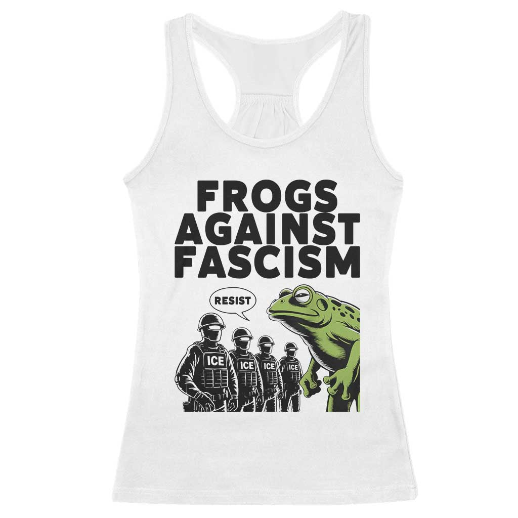 Frogs Against Fascism Racerback Tank Top Resist 2025 Free Portland Protest TS02 White Print Your Wear