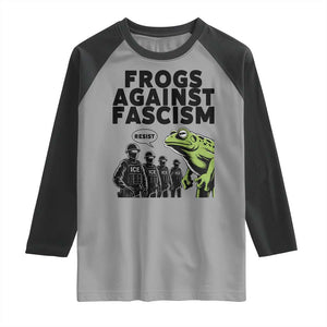 Frogs Against Fascism Raglan Shirt Resist 2025 Free Portland Protest TS02 Sport Gray Black Print Your Wear