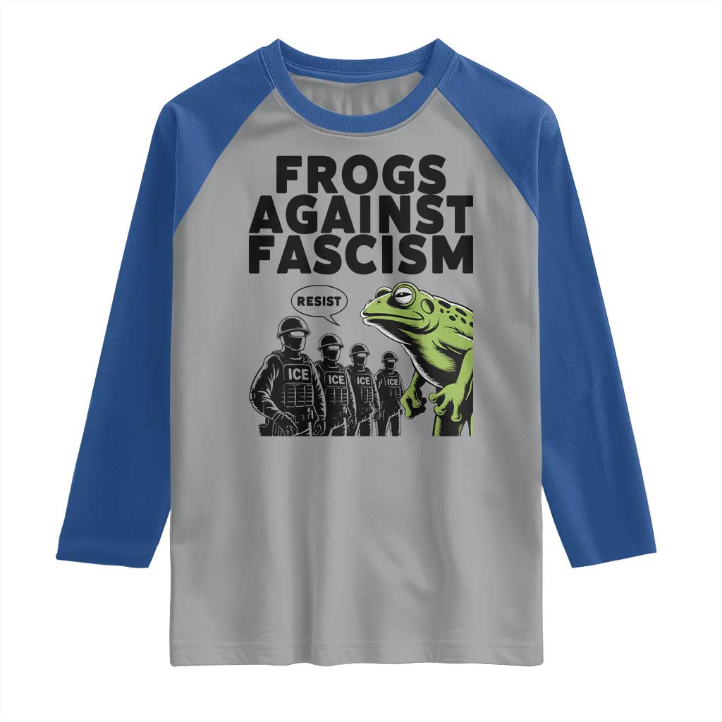 Frogs Against Fascism Raglan Shirt Resist 2025 Free Portland Protest TS02 Sport Gray Royal Print Your Wear