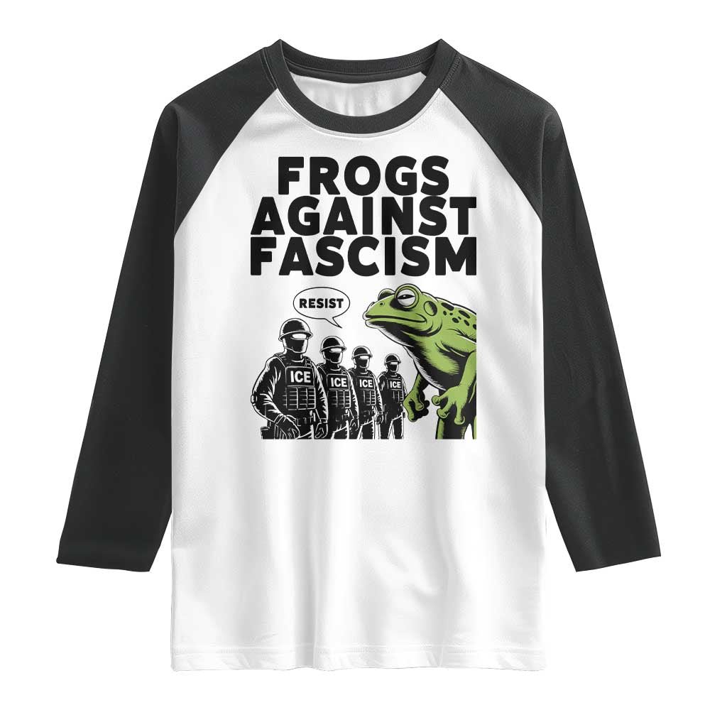 Frogs Against Fascism Raglan Shirt Resist 2025 Free Portland Protest TS02 White Black Print Your Wear