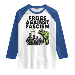 Frogs Against Fascism Raglan Shirt Resist 2025 Free Portland Protest TS02 White Royal Print Your Wear