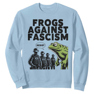 Frogs Against Fascism Sweatshirt Resist 2025 Free Portland Protest TS02 Light Blue Print Your Wear