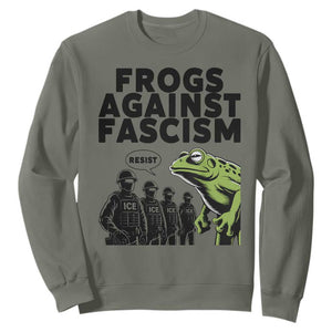 Frogs Against Fascism Sweatshirt Resist 2025 Free Portland Protest TS02 Military Green Print Your Wear