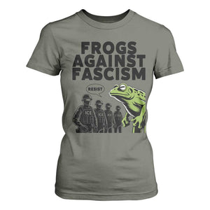 Frogs Against Fascism T Shirt For Women Resist 2025 Free Portland Protest TS02 Military Green Print Your Wear