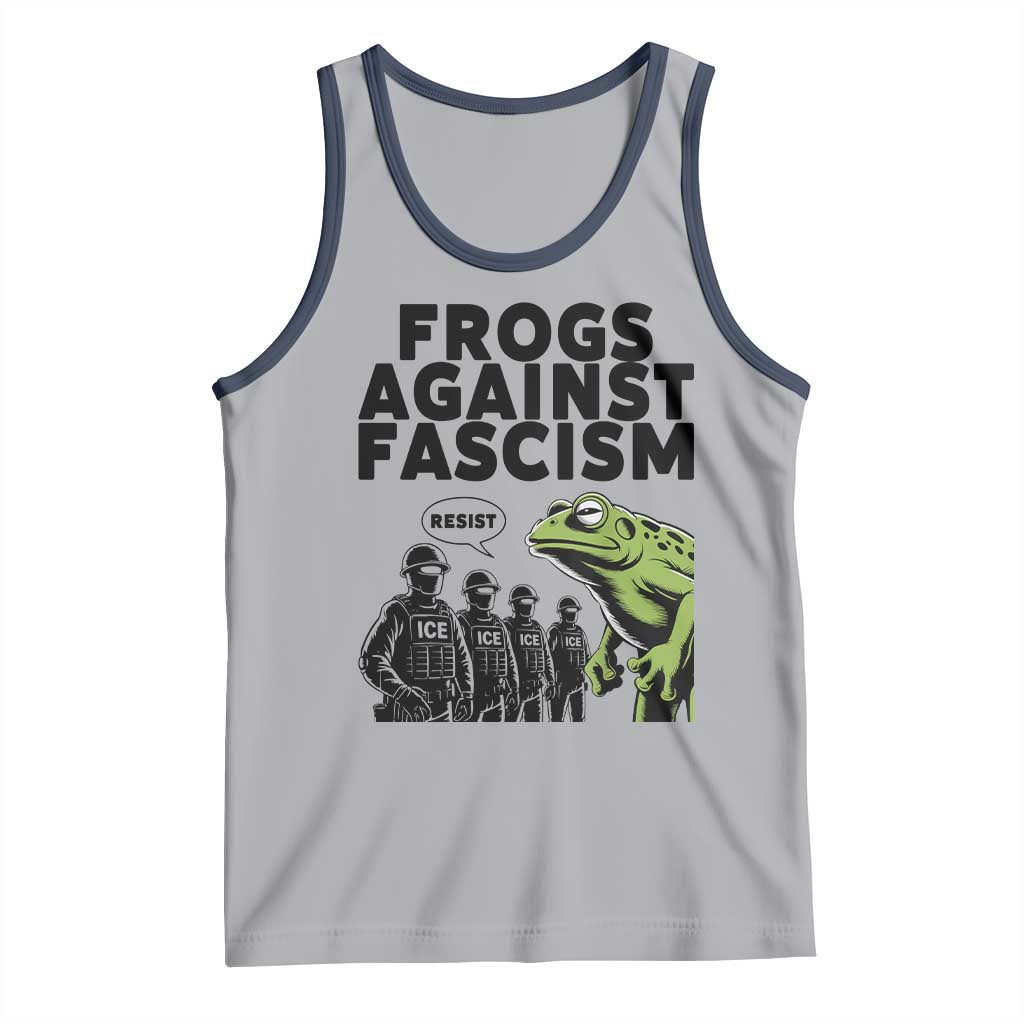 Frogs Against Fascism Tank Top Resist 2025 Free Portland Protest TS02 Athletic Heather Navy Print Your Wear