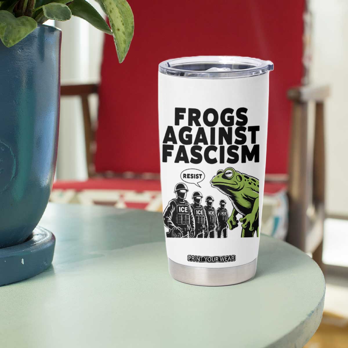 Frogs Against Fascism Tumbler Cup Resist 2025 Free Portland Protest TS02 Print Your Wear