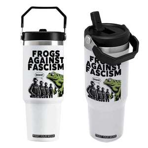 Frogs Against Fascism Flip Straw Tumbler Resist 2025 Free Portland Protest TS02 One Size: 30 oz White Print Your Wear