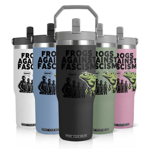 Frogs Against Fascism Flip Straw Tumbler Resist 2025 Free Portland Protest TS02 Print Your Wear