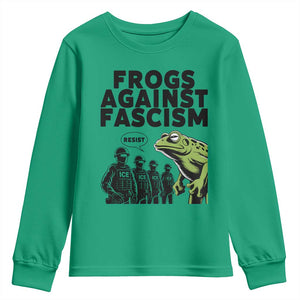 Frogs Against Fascism Youth Sweatshirt Resist 2025 Free Portland Protest TS02 Irish Green Print Your Wear