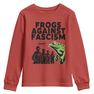Frogs Against Fascism Youth Sweatshirt Resist 2025 Free Portland Protest TS02 Red Print Your Wear