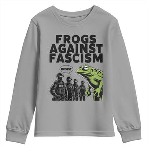 Frogs Against Fascism Youth Sweatshirt Resist 2025 Free Portland Protest TS02 Sport Gray Print Your Wear